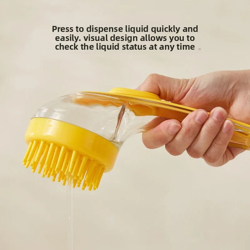 Pet Wash Grooming Brush with Shampoo Dispenser
