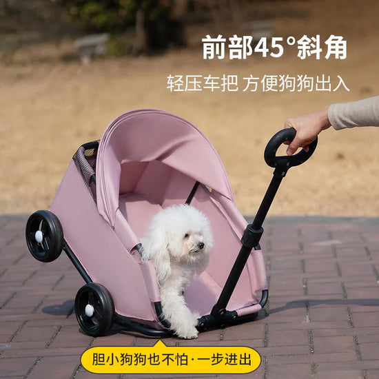 Small Pet Stroller for Dogs Cats Teddy Bears Outdoor Activities Lightweight and Foldable Car Accessories