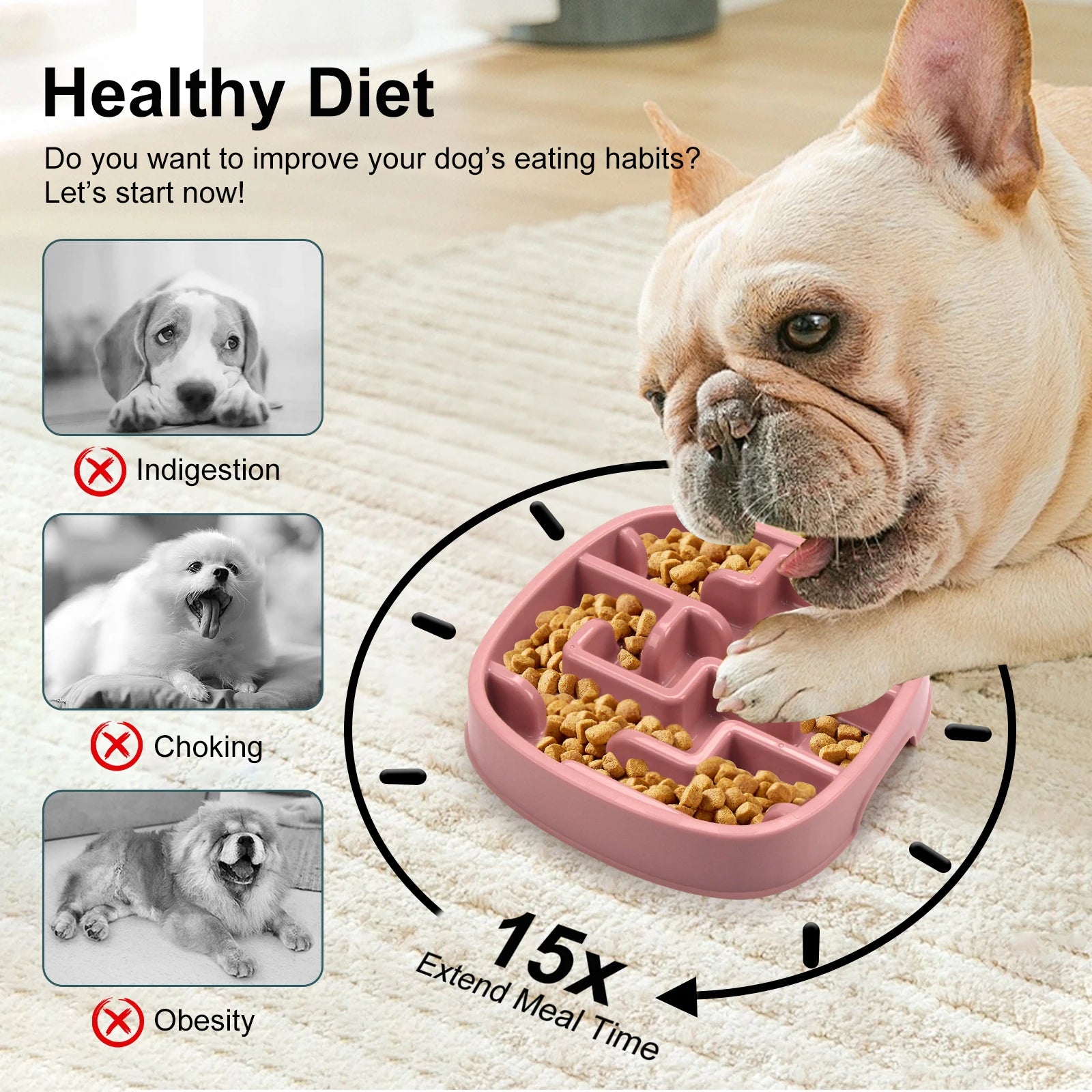 Slow Feeder Dog Bowl Anti-Choking
