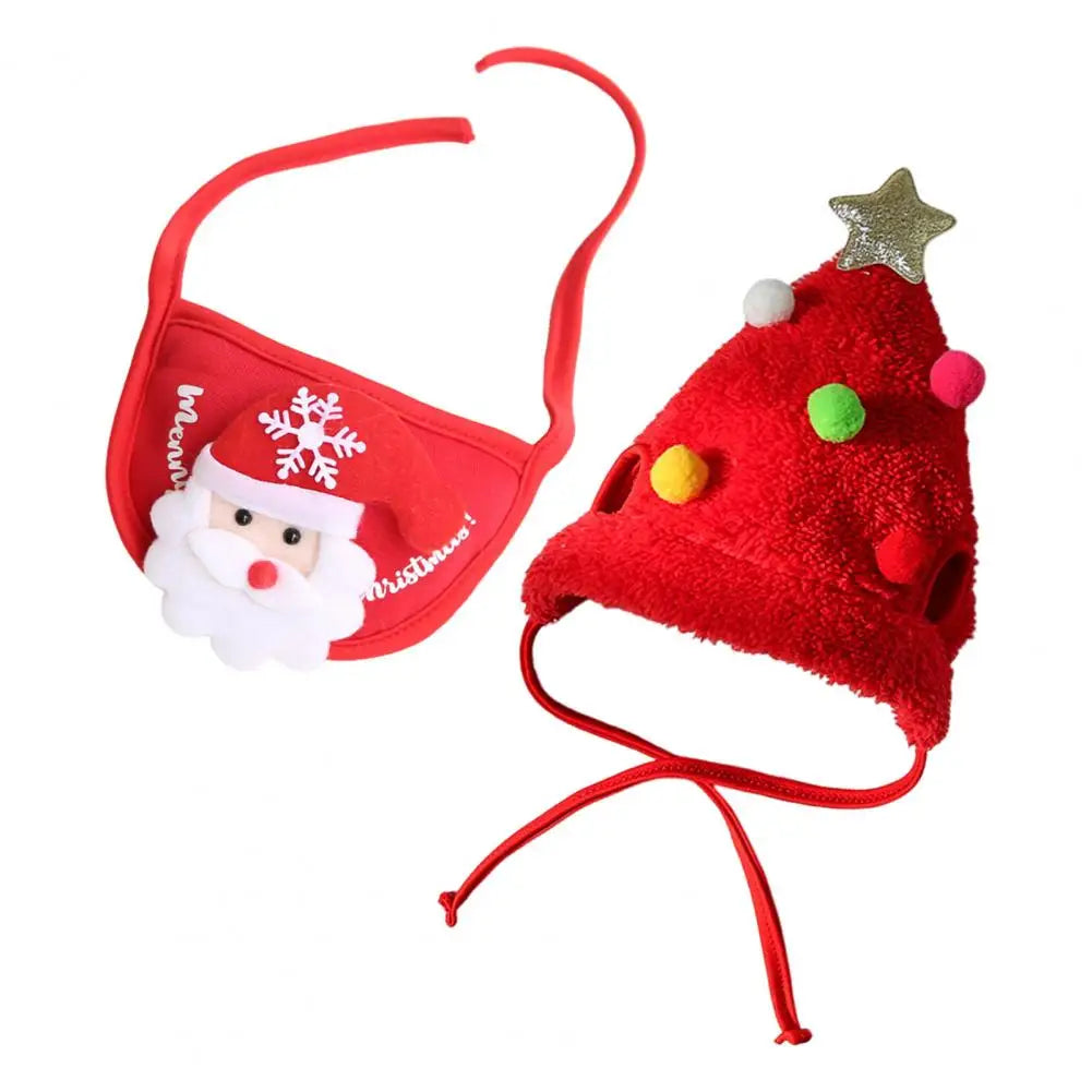 Christmas Pet Outfit with Hat & Bib