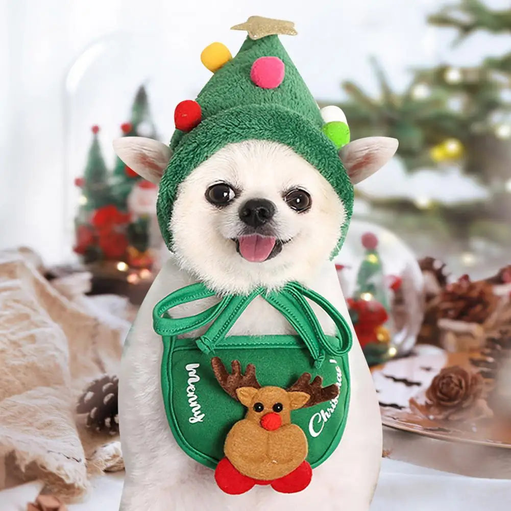 Christmas Pet Outfit with Hat & Bib