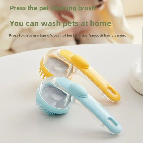 Pet Wash Grooming Brush with Shampoo Dispenser