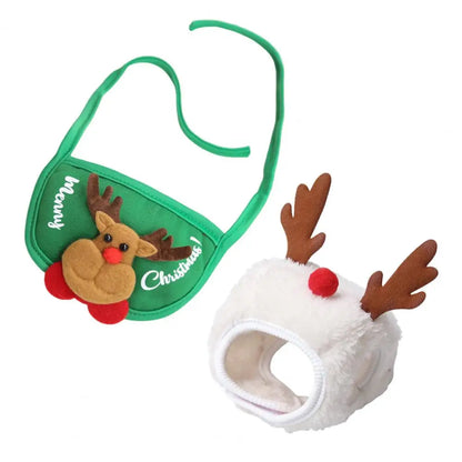 Christmas Pet Outfit with Hat &amp; Bib