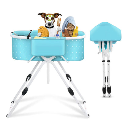 Dog Bath Pool with Foldable Shower Rack