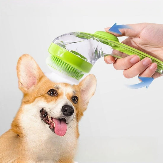 Pet Wash Grooming Brush with Shampoo Dispenser