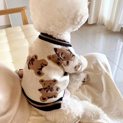 Cute Bear Print Dog Sweater