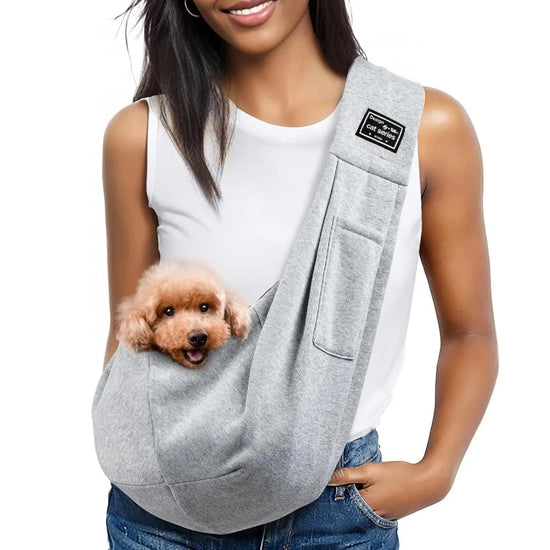 Dog Carrier Sling - Hand-Free Dog Carriers for Small Dogs and Cats, Puppy Sling Carrier Purse Pocket, Travel Safety Harness