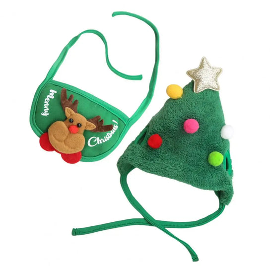 Christmas Pet Outfit with Hat & Bib