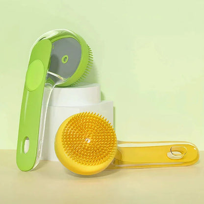 Pet Bath &amp; Massage Brush with Shampoo Dispenser
