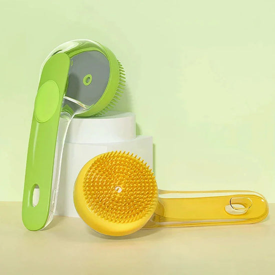 Pet Bath & Massage Brush with Shampoo Dispenser