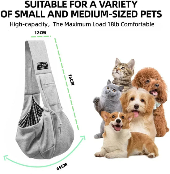 Dog Carrier Sling - Hand-Free Dog Carriers for Small Dogs and Cats, Puppy Sling Carrier Purse Pocket, Travel Safety Harness