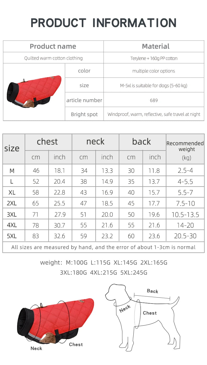Winter Dog Vest Jacket