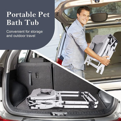 Dog Bath Pool with Foldable Shower Rack