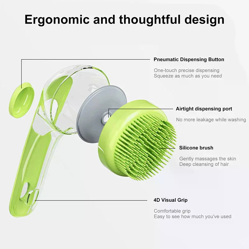 Pet Bath &amp; Massage Brush with Shampoo Dispenser