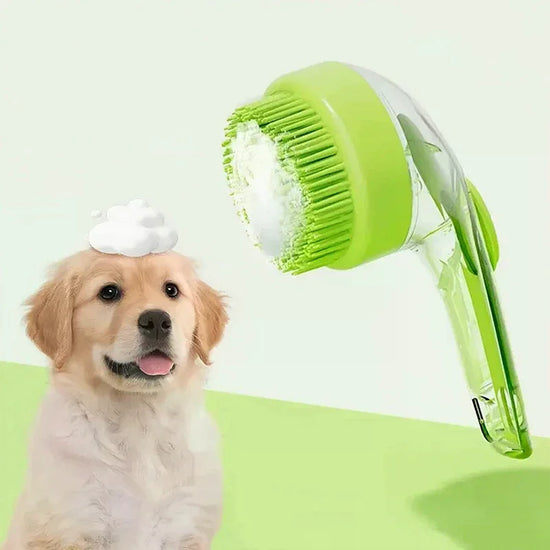 Pet Bath & Massage Brush with Shampoo Dispenser