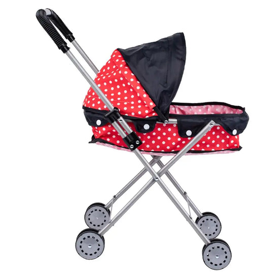 Portable Dotted Push Stroller with 4 Swivel Wheels for Mellchan Doll Toys