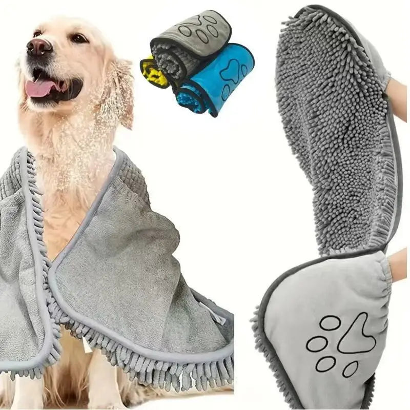 Quick-Dry Chenille Pet Bath Towel