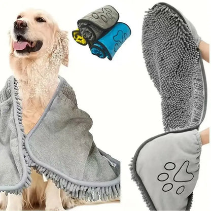 Quick-Dry Chenille Pet Bath Towel